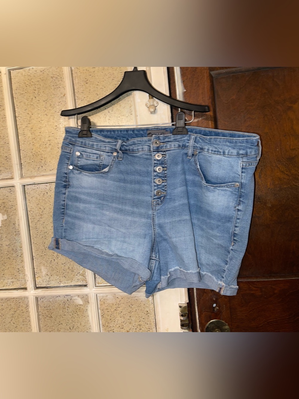 Torrid High-Rise Light Blue Denim Shorts with Button Fly - Size 22